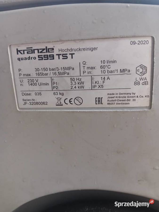 Myjka kranzle 599tst 150bar Nowa mazowieckie Zgórze