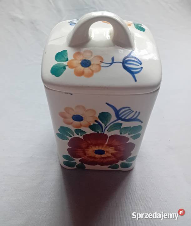 Fajansowy ręcznie malowany pojemnik kuchenny Porcelana i szkło