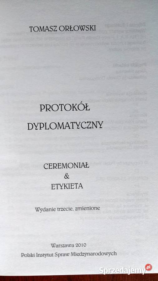 Protokół Dyplomatyczny Ceremoniał Etykieta mazowieckie Warszawa sprzedam
