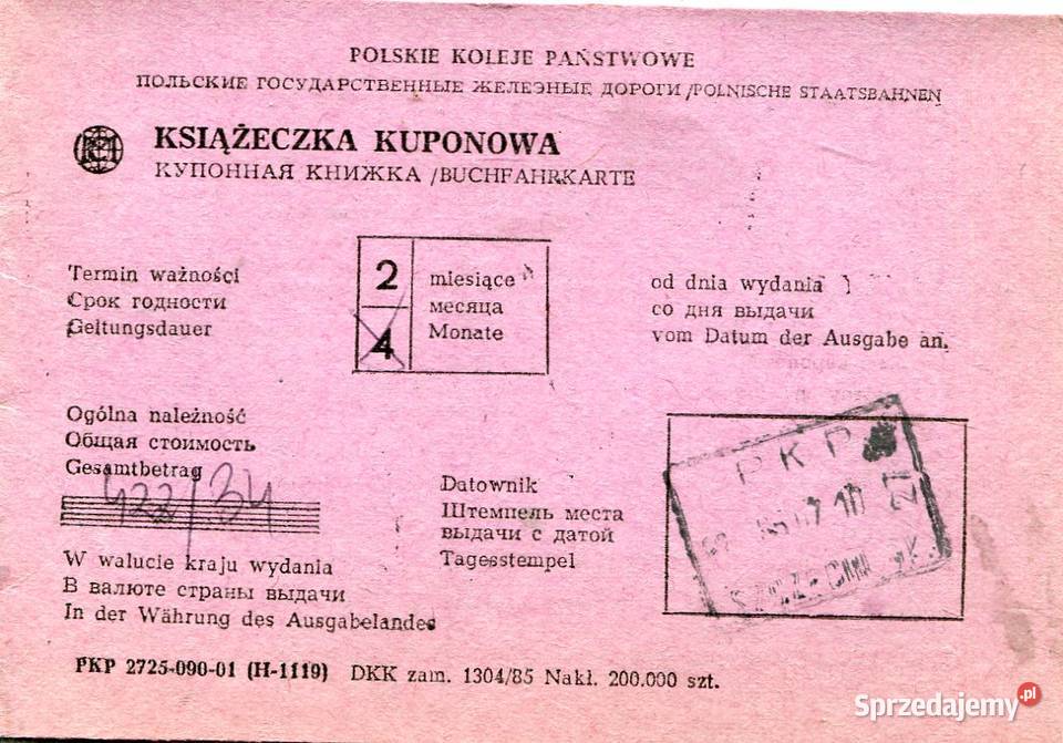 Książeczka kuponowa PKP miękka Szczecin