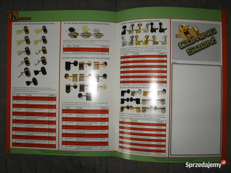 Kluson Bridges Tailpieces Parts Hardware Catalog Kultura i Rozrywka Kępice