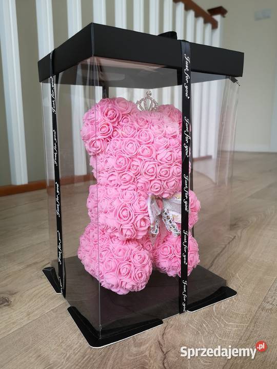 Miś z róż piankowych różowy wys 23 Otrębusy