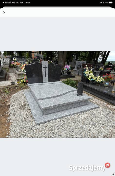 NAGROBEK GRANITOWY PODWÓJNY Z MONTAŻEM GRANIT Konary