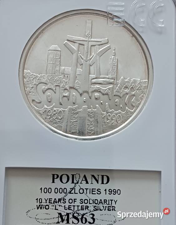 100 000 Solidarność 1990 r Typ B 3 Slab GCN MS Konin sprzedam