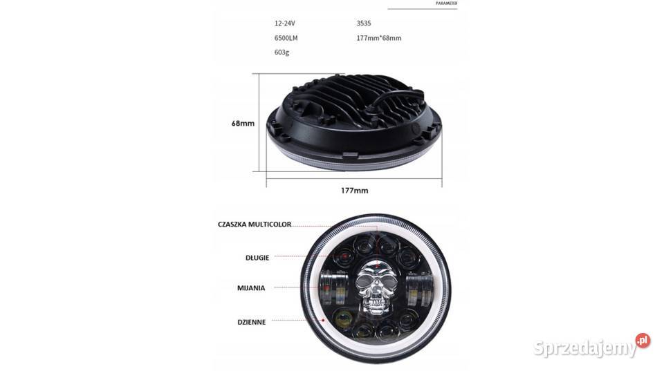 REFLEKTOR LAMPA HALOGEN WKŁAD 7 MOTOCYKLA LED Sosnowiec sprzedam