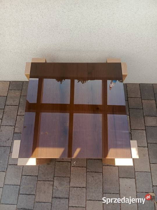 Ława stolik MASYWNA blat szkło