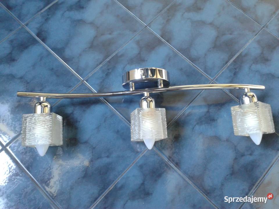 Lampa ścienna sufitowa kinkiet szkło i chrom