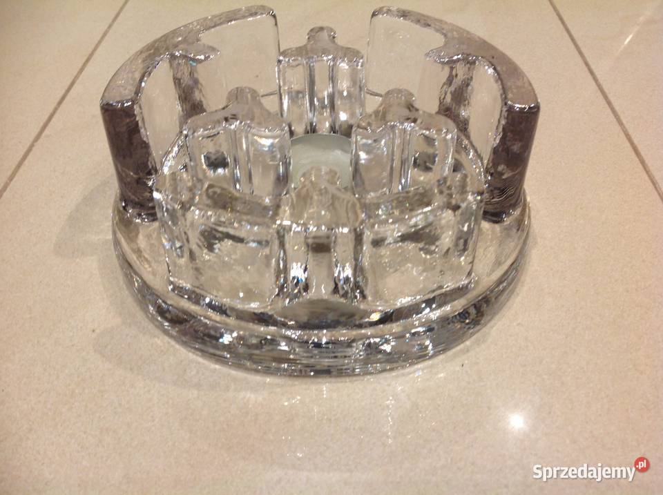 Masywny Podgrzewacz Świecznik Szkło Kryształowe przezroczysty Nowa Sól sprzedam