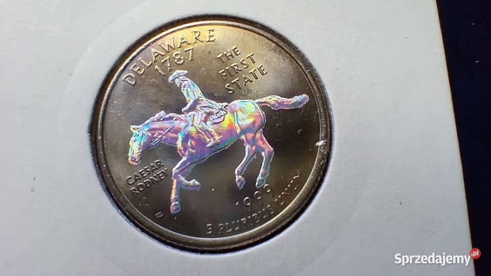 Stare monety 14 dolar 1999 Delaware USA hologram Lesko