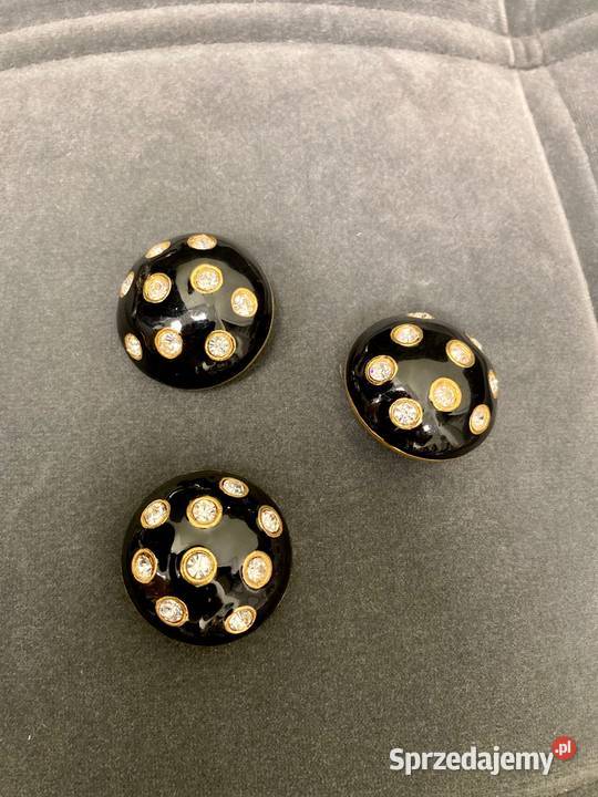 Nowe guziki kryształy Swarovski czarne złote Nisko