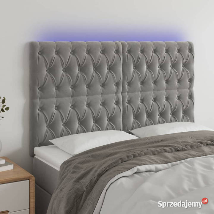 Zagłówek do łóżka z LED jasnoszary 160x7x118128 Warszawa sprzedam