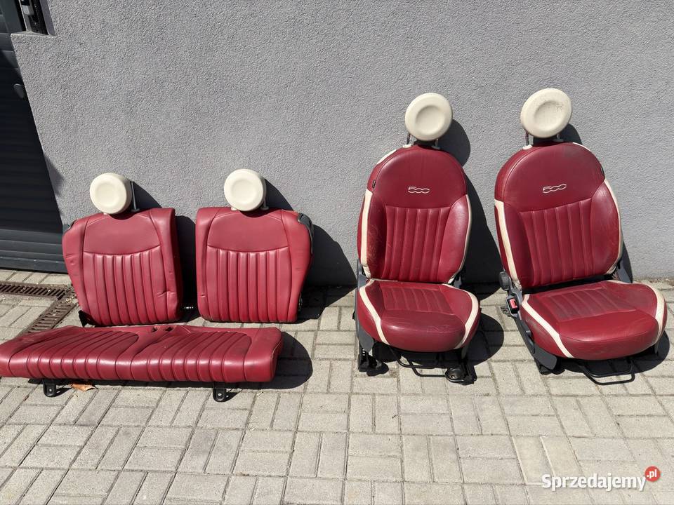 Fiat 500 cabrio fotele skóra czerwone Kraków