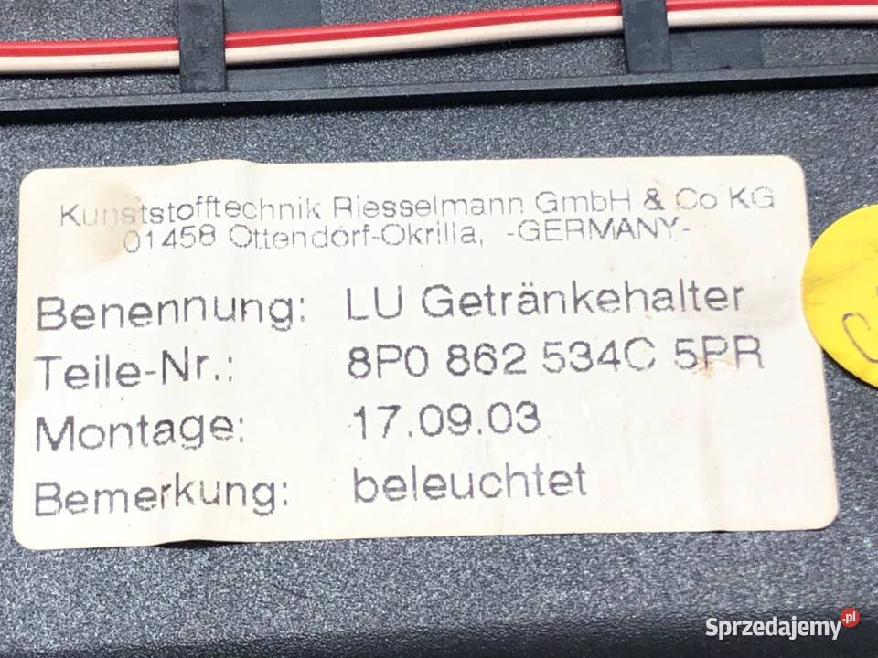 UCHWYT NA NAPOJE AUDI A3 8P 8P0862534C 0313