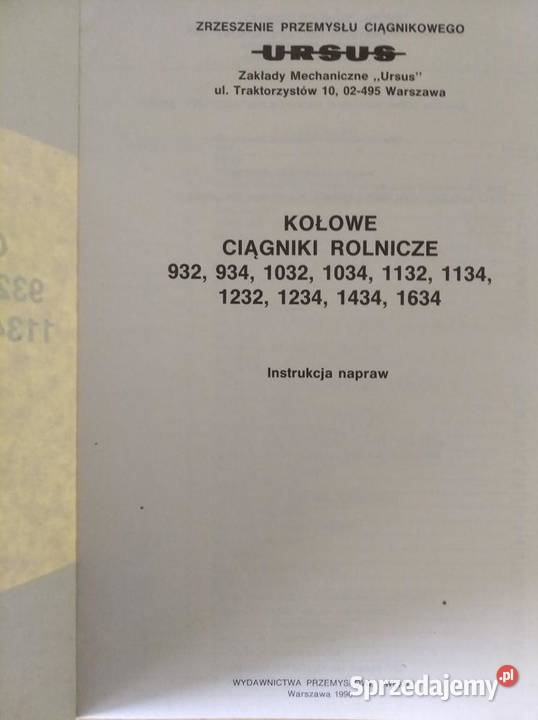 Instrukcja napraw Ursus 932934103210341132 Lublin sprzedam