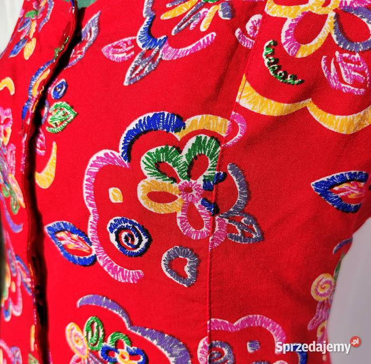 Kolorowa sukienka czerwona vintage retro XL 42 L Szczecin sprzedam