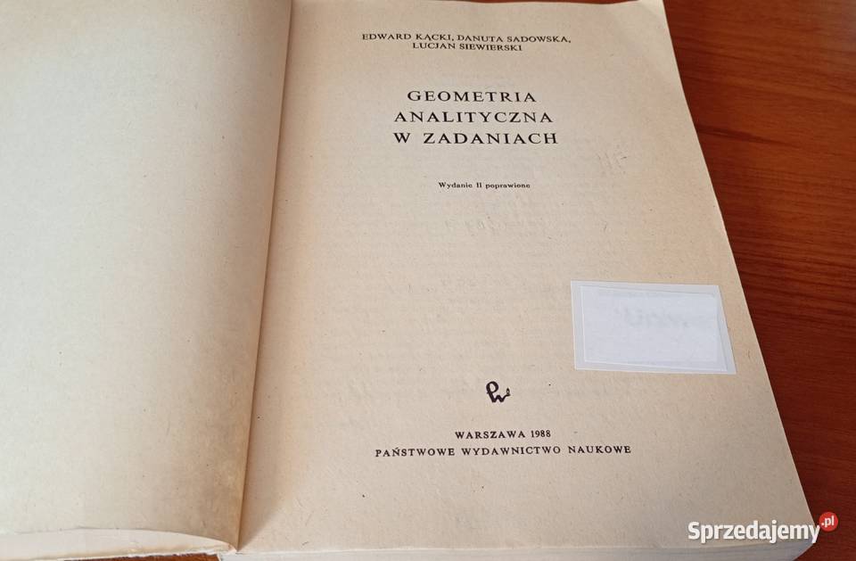 Geometria analityczna w zadaniach Edward Kącki matematyka Gdańsk