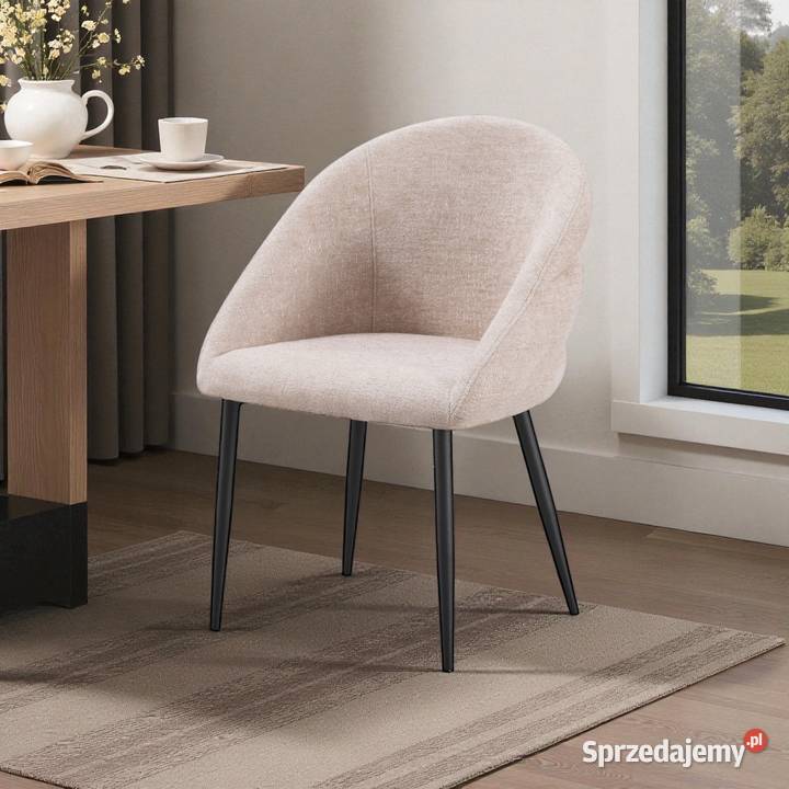 Kubełkowe krzesło tapicerowane Lusso beżowe Tarchały Małe