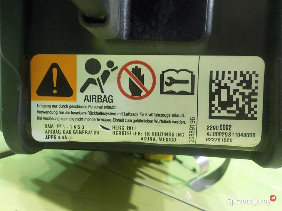 OPEL AMPERA 14 AUT 12r HB 5D AIRBAG poduszka osobowe Wyposażenie wnętrza Suków