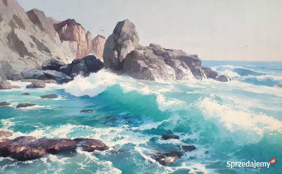 Obraz Olejny Skalisty brzeg Jurij Priadko Łódź sprzedam