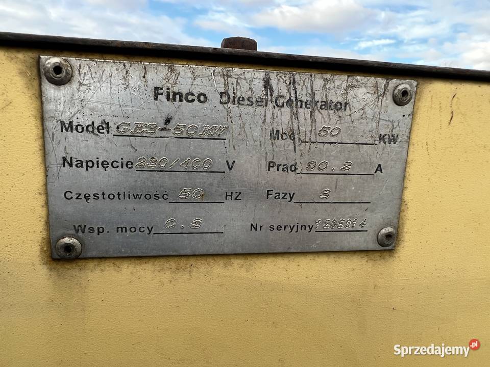 Agregat prądotwórczy Finco GE3 50kW Kiełczów