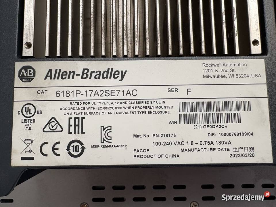 Allen Bradley 6181P17A2SE71AC Integrated Display Pozostałe