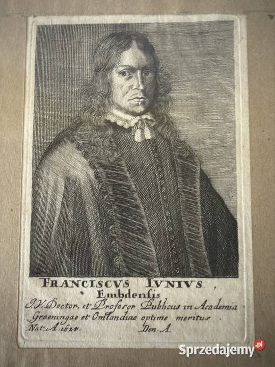 Antyczny Miedzioryt Portret Franciscus Junius Czerwionka-Leszczyny