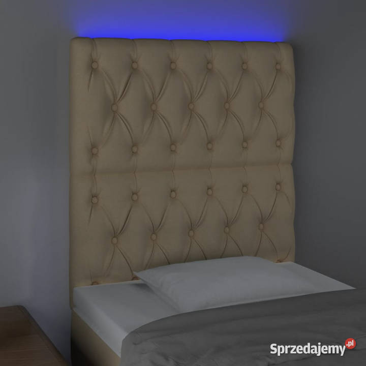 Zagłówek do łóżka z LED kremowy 80x7x118128 mazowieckie Warszawa