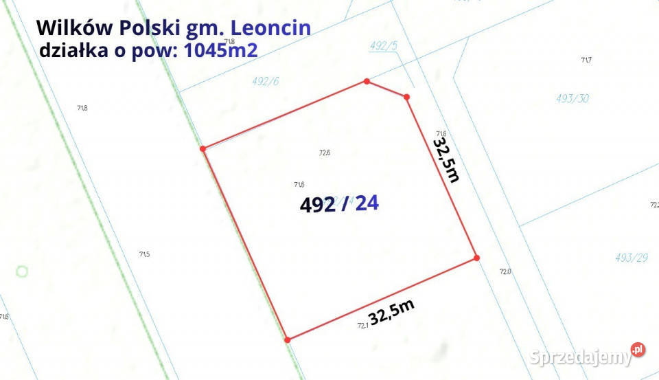 Działka budowlana 1045m2 Wilków Polski Nieruchomości mazowieckie