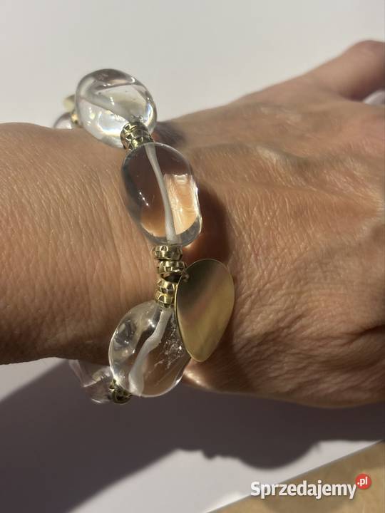 Bransoletka kryształ górski i mosiądz Bydgoszcz