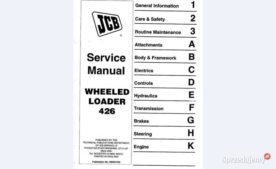 JCB 426 ładowarka INSTRUKCJA NAPRAW Kielce