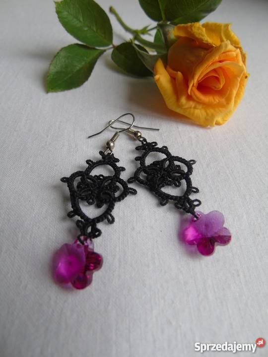 Kolczyki Frywolitkowe małopolskie Wiśniowa