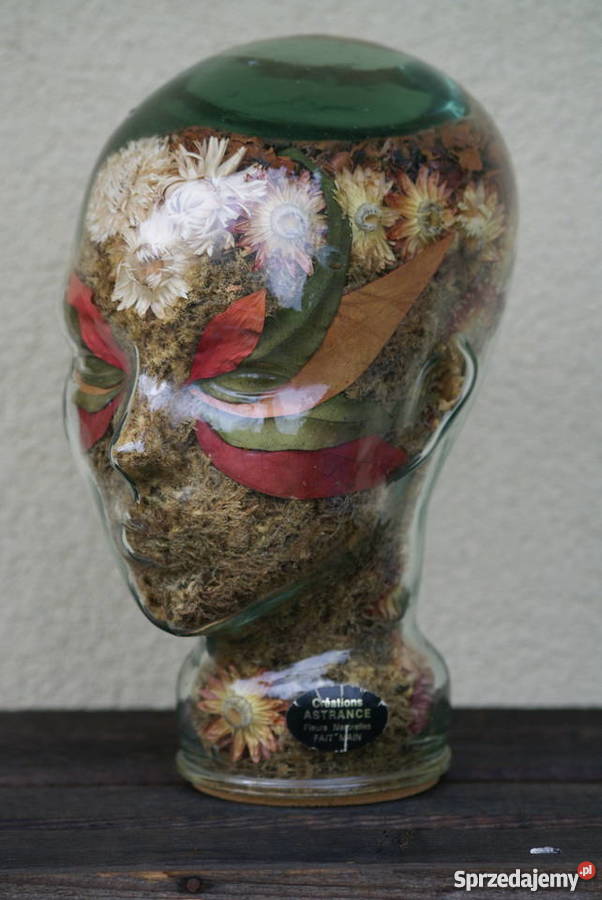 Szklana głowa kwiatowa kompozycja Warszawa
