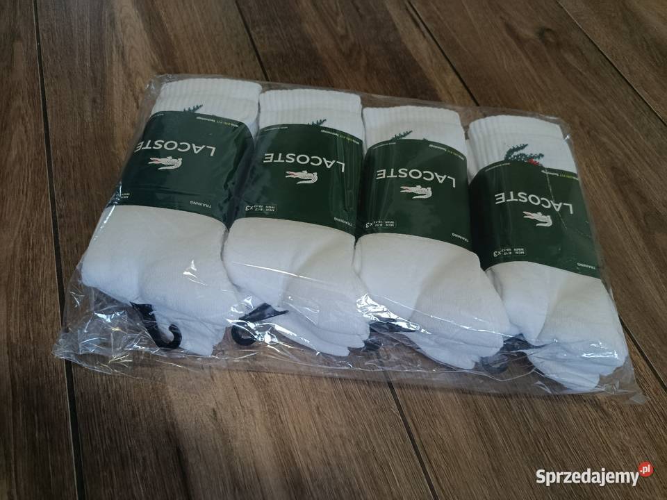 Skarpety męskie Lacoste classic białe 12pak Lacoste Białystok sprzedam
