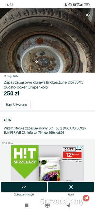 Koło Ducato boxera jumper zapas nowy leżak Halinów