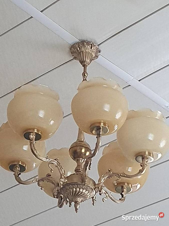 Lampa Żyrandol mosiądz 6 ramienny