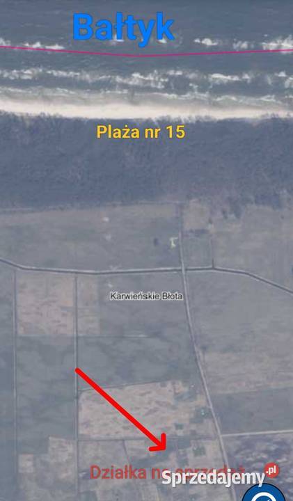 Działka morzem Błota Karwieńskie 900 m do plaży sprzedam