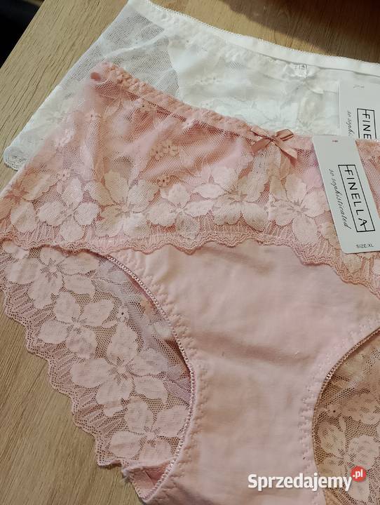 Majtki bawełna wysoki stan puder róż i białyXL 2 Truskolasy