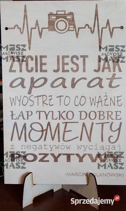 Plakat drewniany Życie jest aparat Prezent
