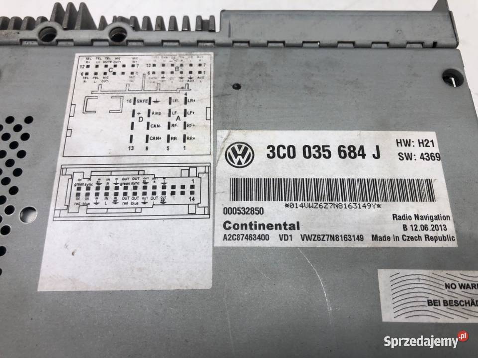 RADIO VW CC B7 3C0035684J 1116 ODTWARZACZ Sprzęt audio fabryczny