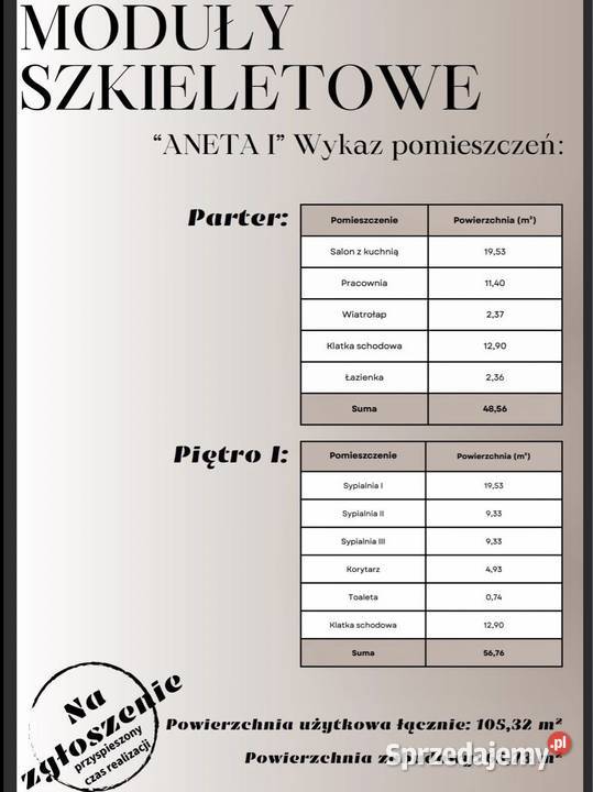 Na sprzedaż dom moduł szkieletowy Łódź