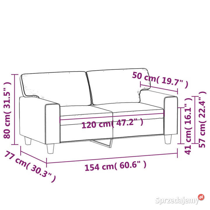 2osobowa sofa szary 120 sztuczna skóra WM359414 mazowieckie