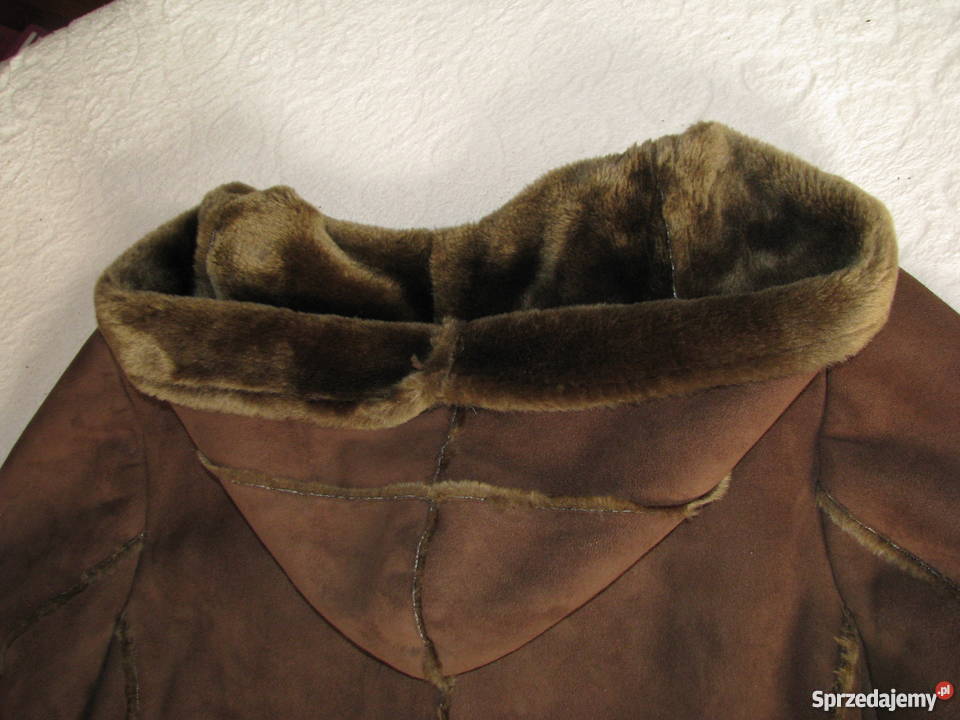 Elegancki kożuszek damski z kapturem XXL Krapkowice