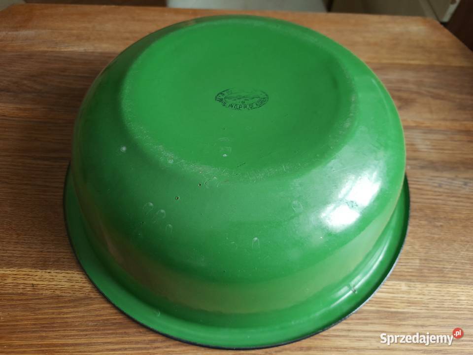 Stara emaliowana miska z PRLu motyw kwiaty Morąg sprzedam