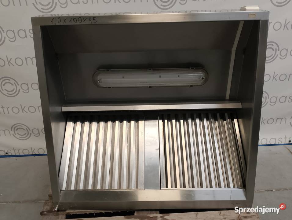 Okap przyścienny trapezowy 110x100 z łapaczami