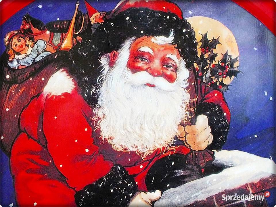 Kolekcjonerska Duża Taca 40 metalowa z Mikołajem