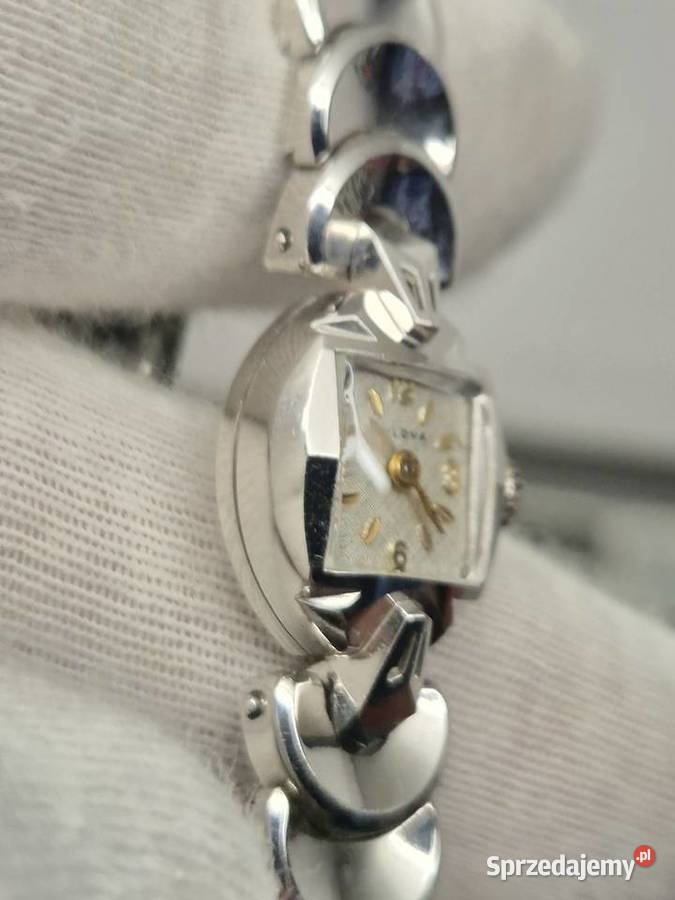 Zegarek vintage Bulova 14k białe złoto