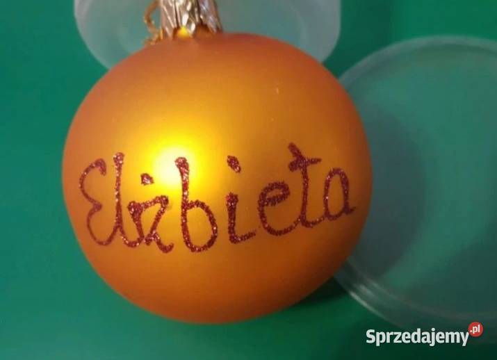 Bombka czerwona szklana na choinkę ŚWIĘTA złota Oborniki