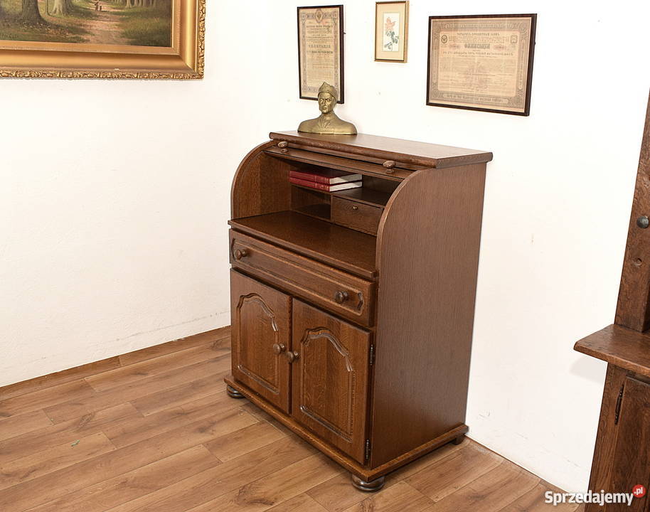 ZGRABNY DĘBOWY SEKRETARZYK ROLETA BIURKO Świdnica
