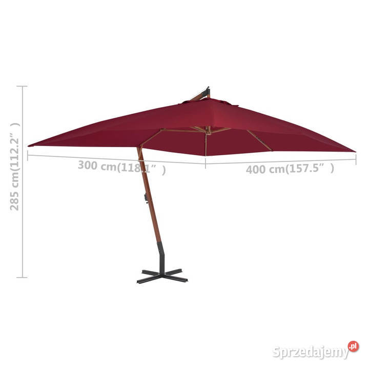 Wiszący parasol z drewnianym słupkiem 400x300 Dom i Ogród Warszawa