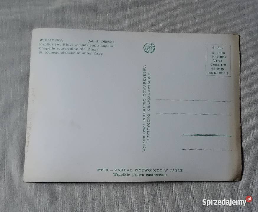 Pocztówka Wieliczka kaplica Św Kingi w kopalni Pocztówki i karty telefoniczne Koźminek